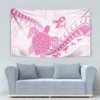 Breast Cancer Awareness Tapestry Pink Ribbon Turtle Polynesian Pattern White LT22 - Polynesian Pride