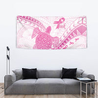 Breast Cancer Awareness Tapestry Pink Ribbon Turtle Polynesian Pattern White LT22 - Polynesian Pride