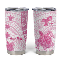 Breast Cancer Awareness Personalised Tumbler Cup Pink Ribbon Turtle Polynesian Pattern White LT22 Pink - Polynesian Pride
