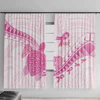 Breast Cancer Awareness Window Curtain Pink Ribbon Turtle Polynesian Pattern White LT22 With Hooks Pink - Polynesian Pride