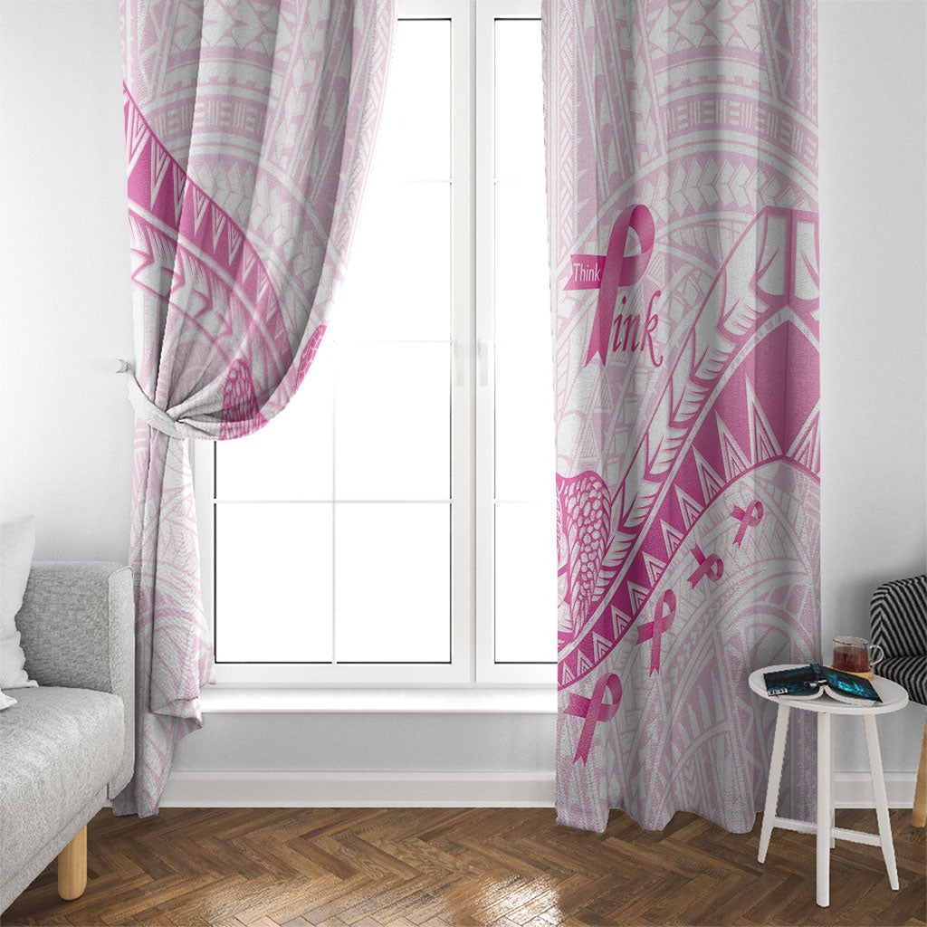 Breast Cancer Awareness Window Curtain Pink Ribbon Turtle Polynesian Pattern White LT22 - Polynesian Pride