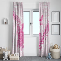 Breast Cancer Awareness Window Curtain Pink Ribbon Turtle Polynesian Pattern White LT22 - Polynesian Pride