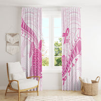 Breast Cancer Awareness Window Curtain Pink Ribbon Turtle Polynesian Pattern White LT22 - Polynesian Pride