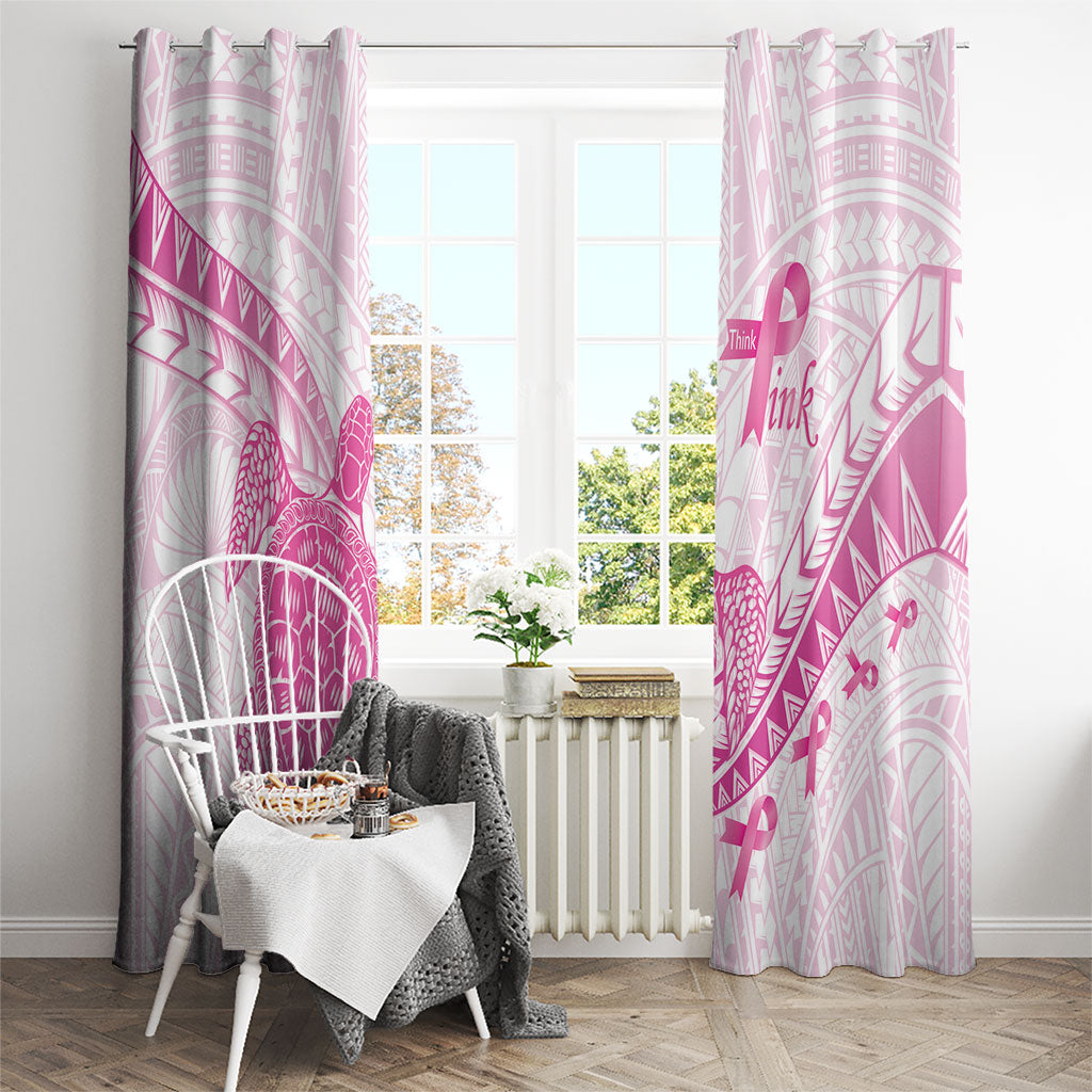 Breast Cancer Awareness Window Curtain Pink Ribbon Turtle Polynesian Pattern White LT22 - Polynesian Pride
