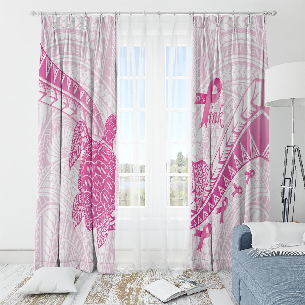 Breast Cancer Awareness Window Curtain Pink Ribbon Turtle Polynesian Pattern White LT22 - Polynesian Pride