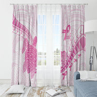 Breast Cancer Awareness Window Curtain Pink Ribbon Turtle Polynesian Pattern White LT22 - Polynesian Pride