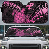 Breast Cancer Awareness Auto Sun Shade Pink Ribbon Turtle Polynesian Pattern Black LT22 Pink - Polynesian Pride