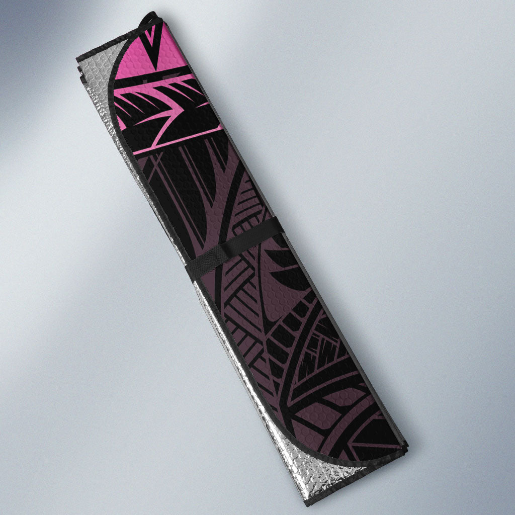 Breast Cancer Awareness Auto Sun Shade Pink Ribbon Turtle Polynesian Pattern Black LT22 - Polynesian Pride