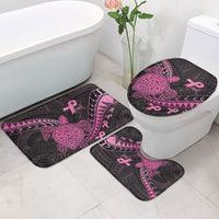Breast Cancer Awareness Bathroom Set Pink Ribbon Turtle Polynesian Pattern Black LT22 - Polynesian Pride
