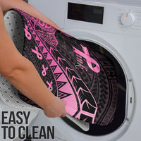 Breast Cancer Awareness Bathroom Set Pink Ribbon Turtle Polynesian Pattern Black LT22 - Polynesian Pride