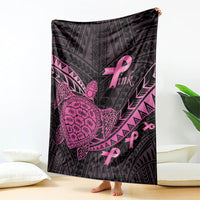 Breast Cancer Awareness Blanket Pink Ribbon Turtle Polynesian Pattern Black LT22 - Polynesian Pride