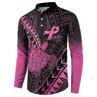 Breast Cancer Awareness Personalised Button Sweatshirt Pink Ribbon Turtle Polynesian Pattern Black LT22 - Polynesian Pride