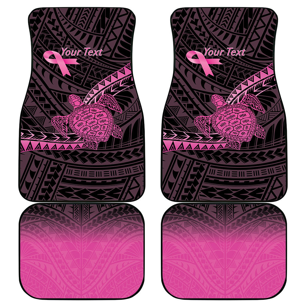 Breast Cancer Awareness Personalised Car Mats Pink Ribbon Turtle Polynesian Pattern Black LT22 - Polynesian Pride