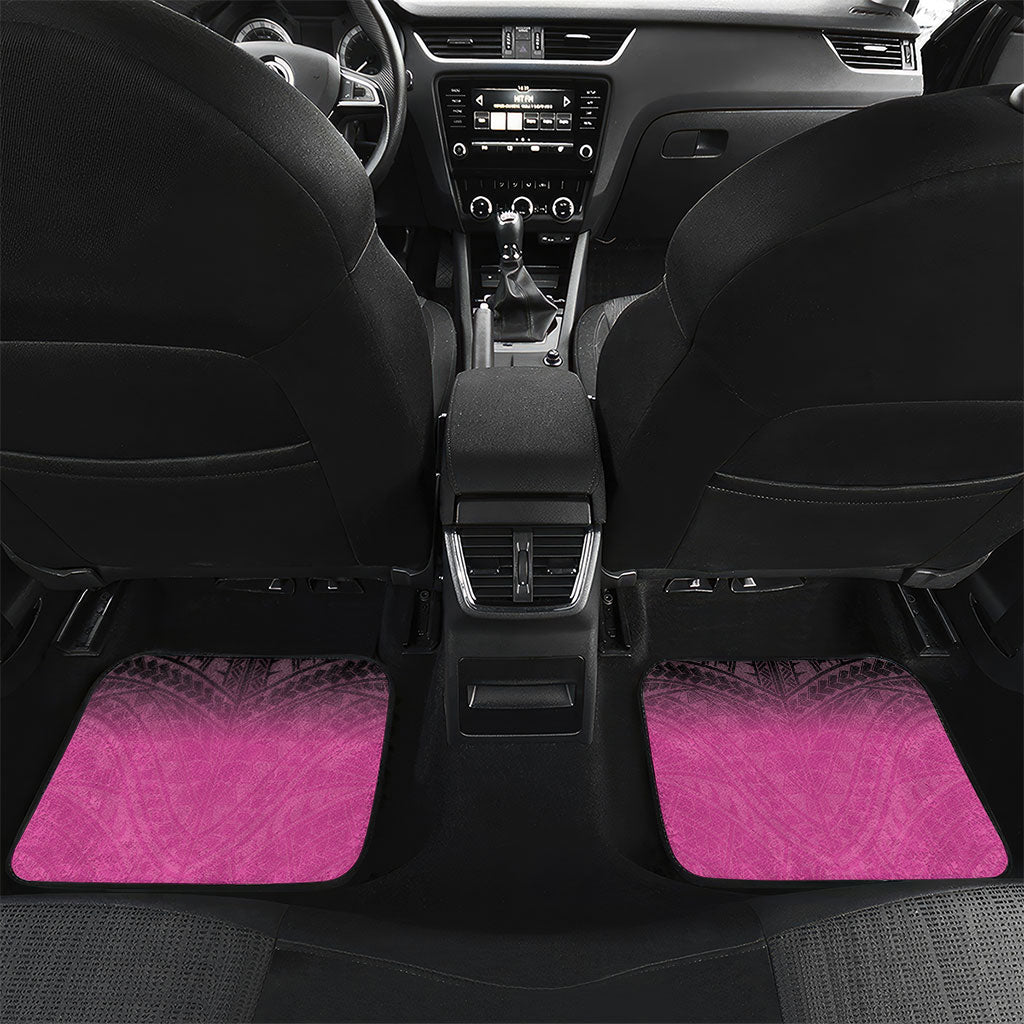 Breast Cancer Awareness Personalised Car Mats Pink Ribbon Turtle Polynesian Pattern Black LT22 Set 2pcs - Back Pink - Polynesian Pride