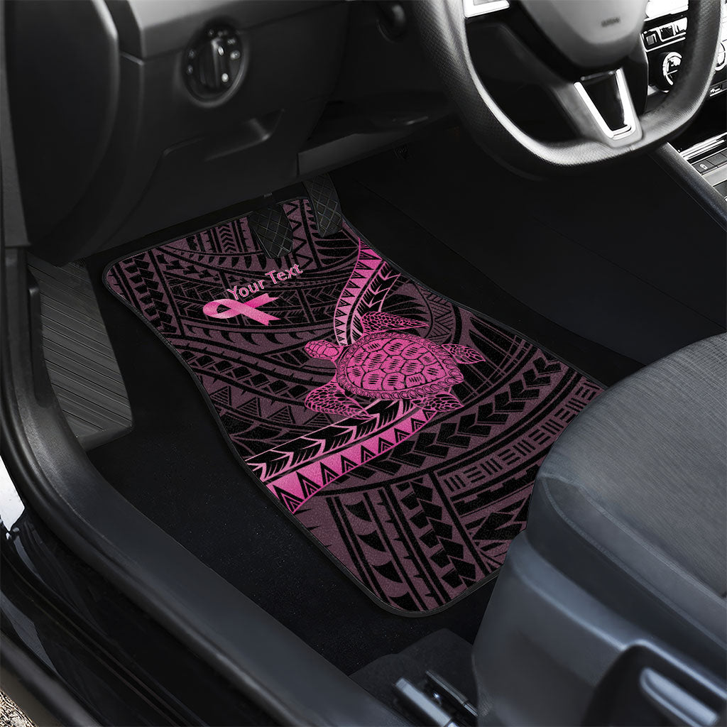 Breast Cancer Awareness Personalised Car Mats Pink Ribbon Turtle Polynesian Pattern Black LT22 - Polynesian Pride