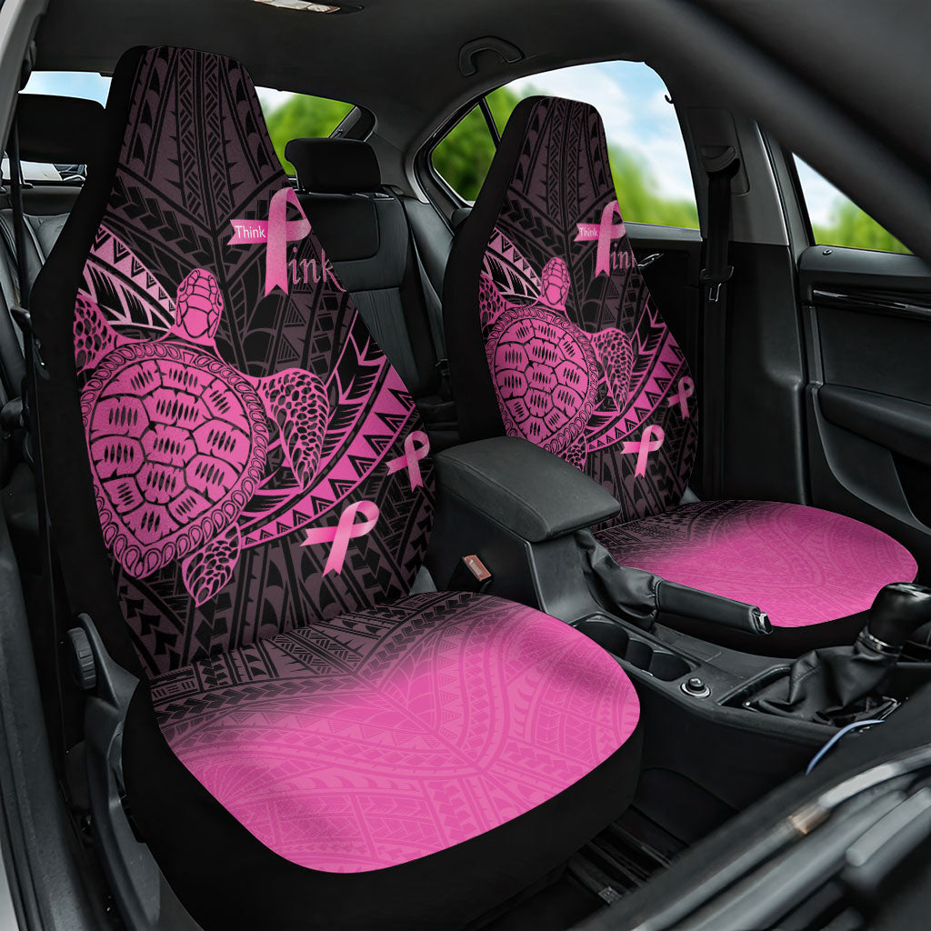 Breast Cancer Awareness Car Seat Cover Pink Ribbon Turtle Polynesian Pattern Black LT22 One Size Pink - Polynesian Pride