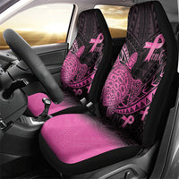 Breast Cancer Awareness Car Seat Cover Pink Ribbon Turtle Polynesian Pattern Black LT22 - Polynesian Pride