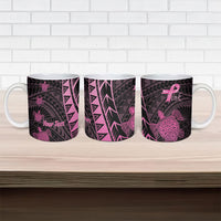 Breast Cancer Awareness Personalised Ceramic Mug Pink Ribbon Turtle Polynesian Pattern Black LT22 - Polynesian Pride