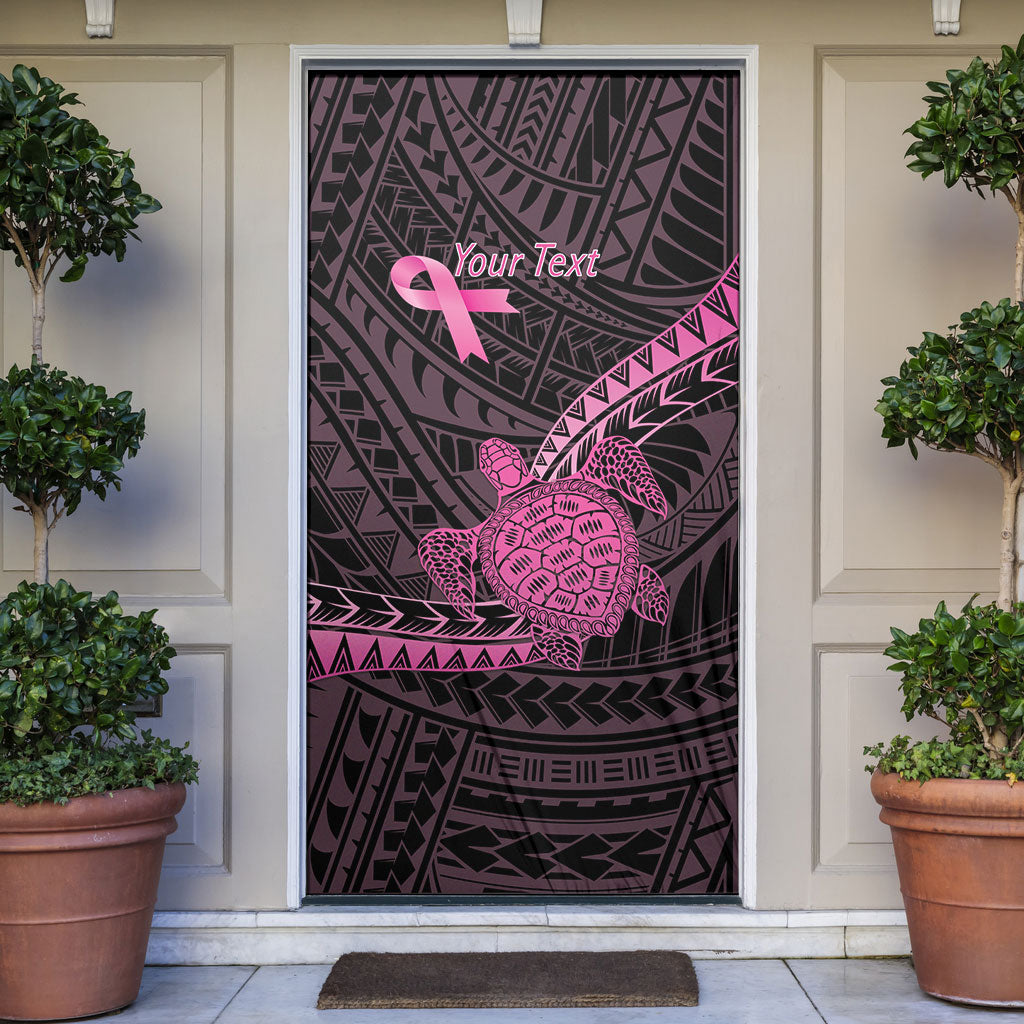 Breast Cancer Awareness Personalised Door Cover Pink Ribbon Turtle Polynesian Pattern Black LT22 Pink - Polynesian Pride