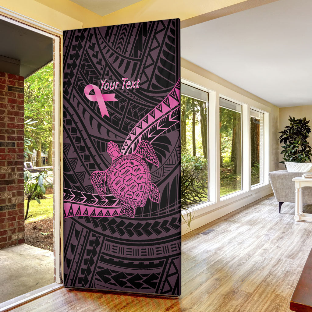 Breast Cancer Awareness Personalised Door Cover Pink Ribbon Turtle Polynesian Pattern Black LT22 - Polynesian Pride