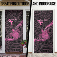 Breast Cancer Awareness Personalised Door Cover Pink Ribbon Turtle Polynesian Pattern Black LT22 - Polynesian Pride