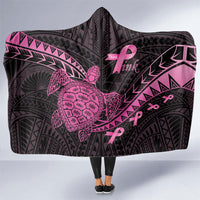 Breast Cancer Awareness Hooded Blanket Pink Ribbon Turtle Polynesian Pattern Black LT22 One Size Pink - Polynesian Pride