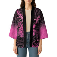 Breast Cancer Awareness Personalised Kimono Pink Ribbon Turtle Polynesian Pattern Black LT22 - Polynesian Pride