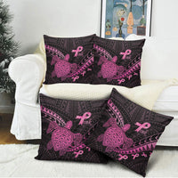 Breast Cancer Awareness Pillow Cover Pink Ribbon Turtle Polynesian Pattern Black LT22 - Polynesian Pride