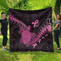 Breast Cancer Awareness Quilt Pink Ribbon Turtle Polynesian Pattern Black LT22 - Polynesian Pride