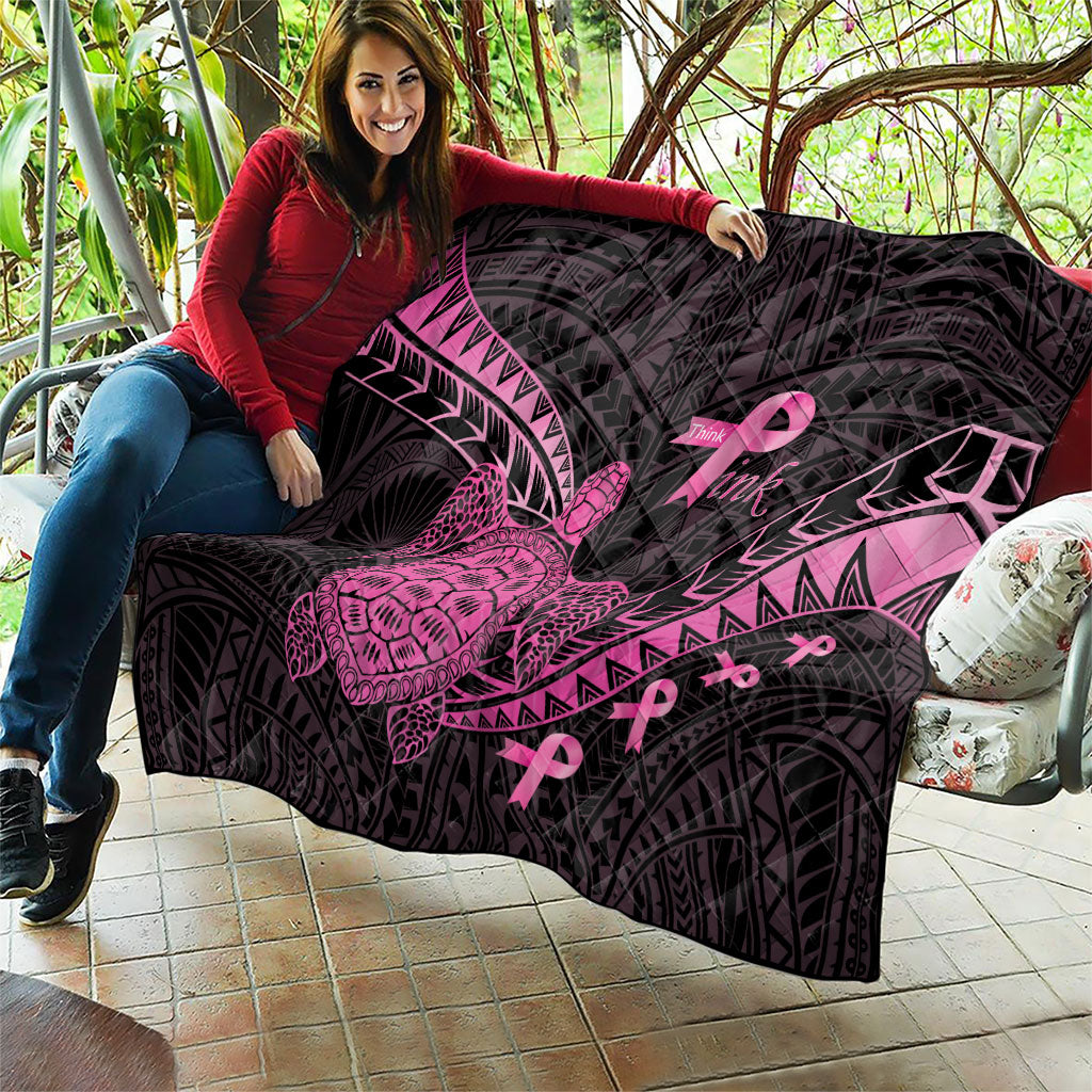 Breast Cancer Awareness Quilt Pink Ribbon Turtle Polynesian Pattern Black LT22 - Polynesian Pride