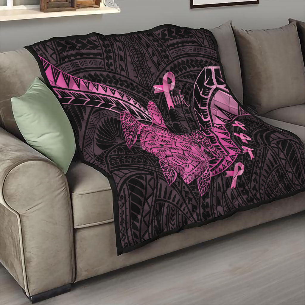 Breast Cancer Awareness Quilt Pink Ribbon Turtle Polynesian Pattern Black LT22 - Polynesian Pride