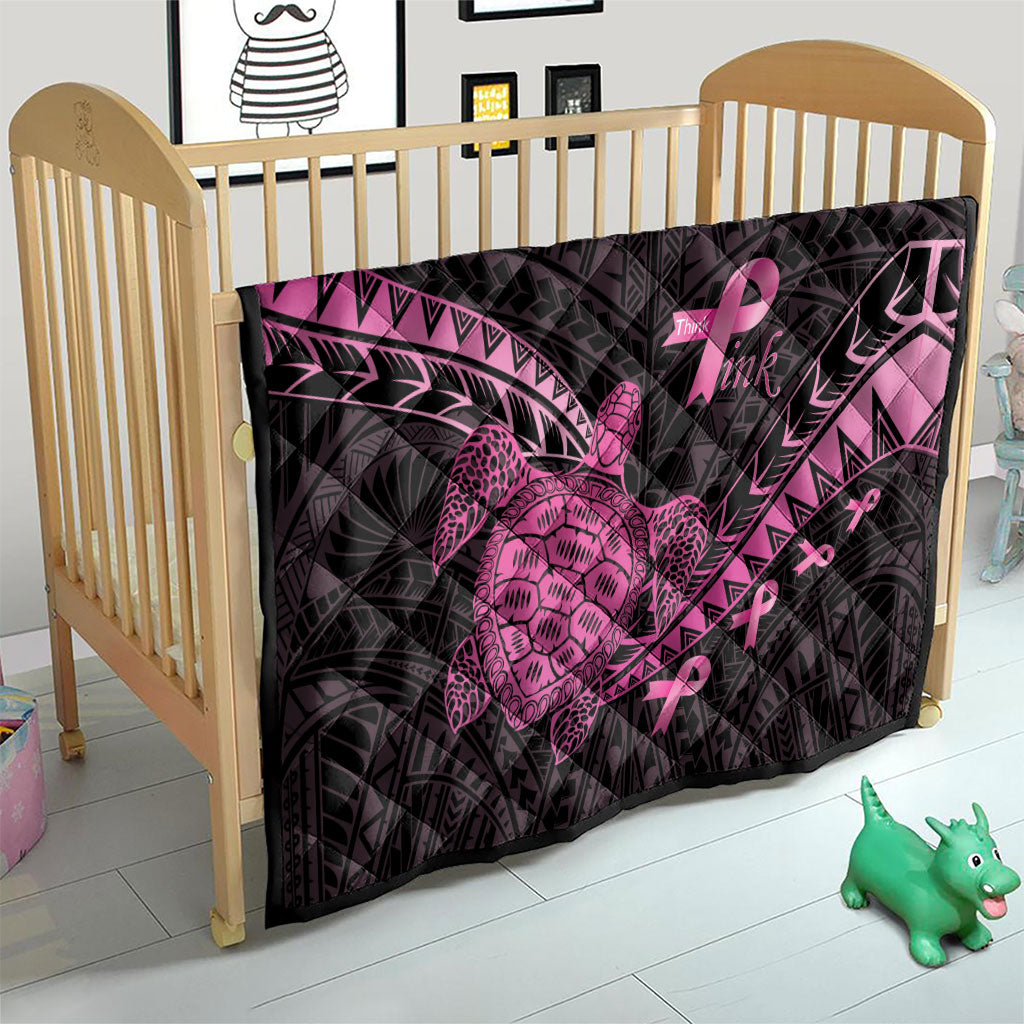 Breast Cancer Awareness Quilt Pink Ribbon Turtle Polynesian Pattern Black LT22 - Polynesian Pride