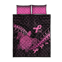 Breast Cancer Awareness Quilt Bed Set Pink Ribbon Turtle Polynesian Pattern Black LT22 - Polynesian Pride