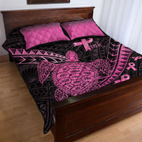 Breast Cancer Awareness Quilt Bed Set Pink Ribbon Turtle Polynesian Pattern Black LT22 - Polynesian Pride