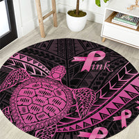 Breast Cancer Awareness Round Carpet Pink Ribbon Turtle Polynesian Pattern Black LT22 Pink - Polynesian Pride