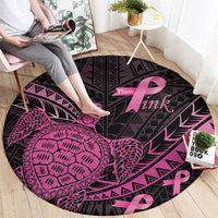 Breast Cancer Awareness Round Carpet Pink Ribbon Turtle Polynesian Pattern Black LT22 - Polynesian Pride