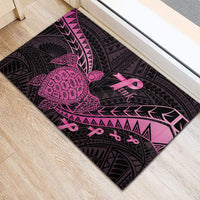 Breast Cancer Awareness Rubber Doormat Pink Ribbon Turtle Polynesian Pattern Black LT22 - Polynesian Pride