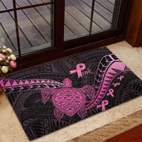 Breast Cancer Awareness Rubber Doormat Pink Ribbon Turtle Polynesian Pattern Black LT22 - Polynesian Pride
