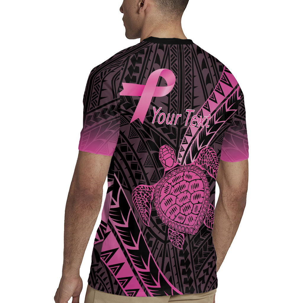 Breast Cancer Awareness Personalised Rugby Jersey Pink Ribbon Turtle Polynesian Pattern Black LT22 - Polynesian Pride