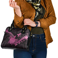 Breast Cancer Awareness Shoulder Handbag Pink Ribbon Turtle Polynesian Pattern Black LT22 - Polynesian Pride