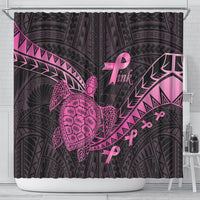 Breast Cancer Awareness Shower Curtain Pink Ribbon Turtle Polynesian Pattern Black LT22 - Polynesian Pride
