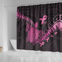 Breast Cancer Awareness Shower Curtain Pink Ribbon Turtle Polynesian Pattern Black LT22 - Polynesian Pride