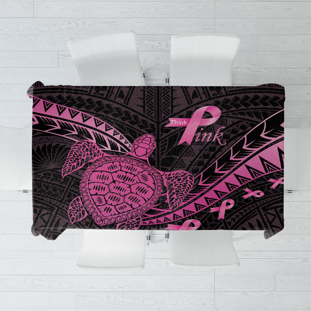 Breast Cancer Awareness Tablecloth Pink Ribbon Turtle Polynesian Pattern Black LT22 Pink - Polynesian Pride
