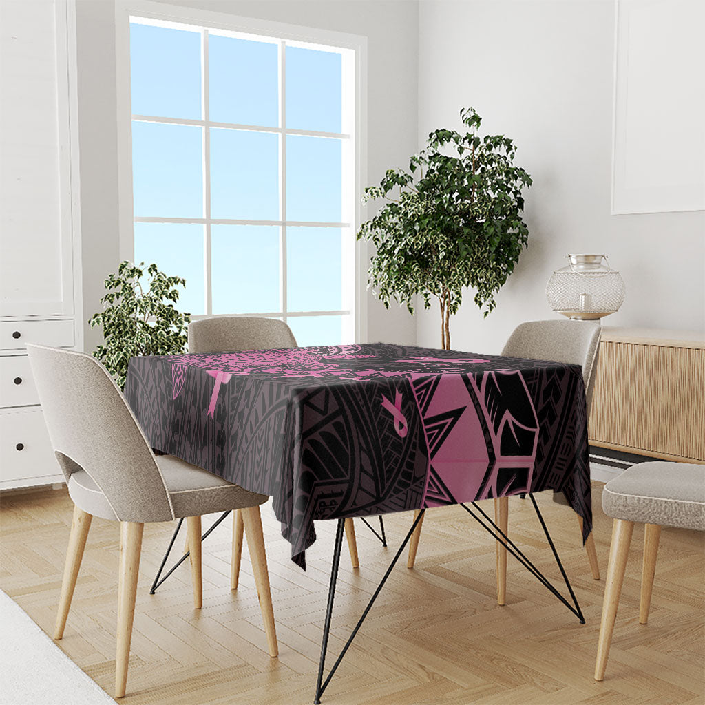 Breast Cancer Awareness Tablecloth Pink Ribbon Turtle Polynesian Pattern Black LT22 - Polynesian Pride
