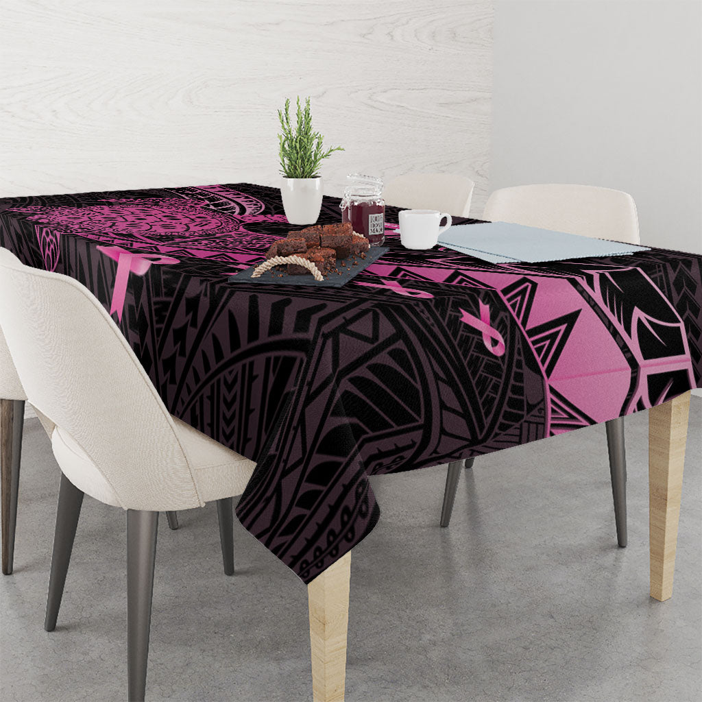 Breast Cancer Awareness Tablecloth Pink Ribbon Turtle Polynesian Pattern Black LT22 - Polynesian Pride