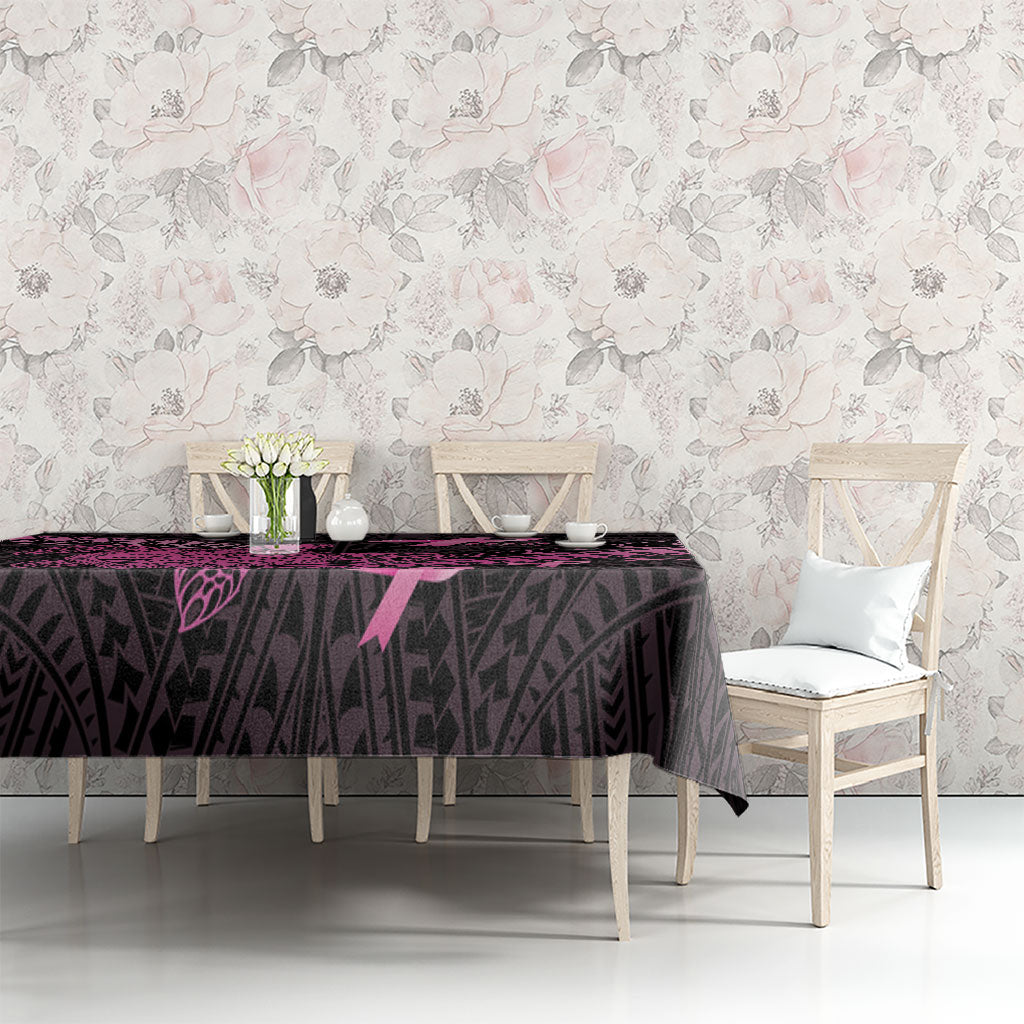 Breast Cancer Awareness Tablecloth Pink Ribbon Turtle Polynesian Pattern Black LT22 - Polynesian Pride