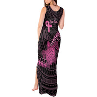 Breast Cancer Awareness Personalised Tank Maxi Dress Pink Ribbon Turtle Polynesian Pattern Black LT22 - Polynesian Pride
