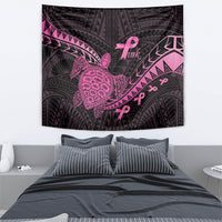 Breast Cancer Awareness Tapestry Pink Ribbon Turtle Polynesian Pattern Black LT22 - Polynesian Pride