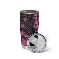 Breast Cancer Awareness Personalised Tumbler Cup Pink Ribbon Turtle Polynesian Pattern Black LT22 - Polynesian Pride
