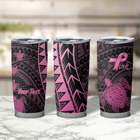 Breast Cancer Awareness Personalised Tumbler Cup Pink Ribbon Turtle Polynesian Pattern Black LT22 - Polynesian Pride
